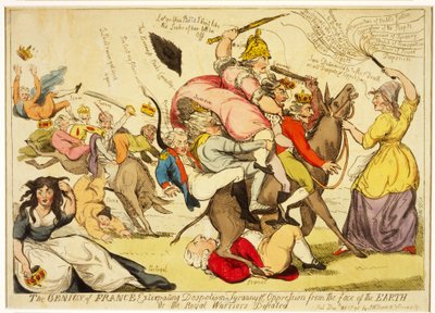 The Genius of France Extirpating Despotism, Tyranny and Oppression from the Face of the Earth Or the Royal Warriors Defeated, pub. 1792 by Isaac Cruikshank